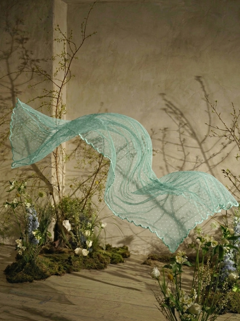 Polka Selendang in Seafoam